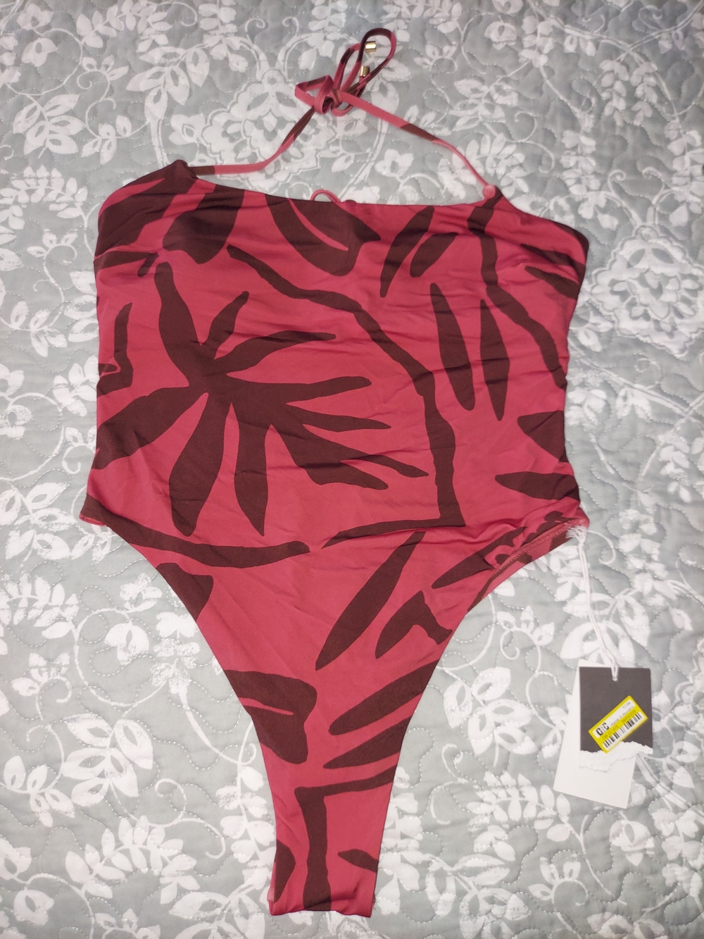Vitamin A  One-Piece Swimsuit with Brown Leaf Print